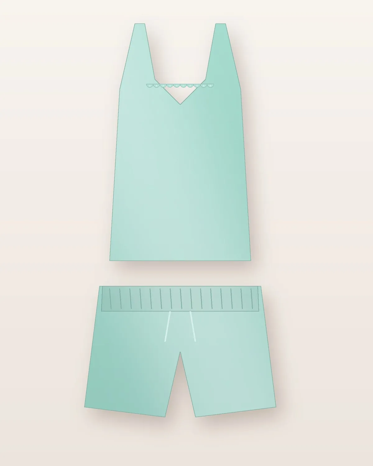 Short y Musculosa Modal en Verde Agua